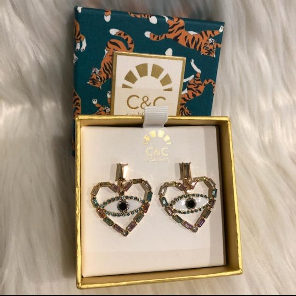 C&C California Heart Evil Eye Earrings